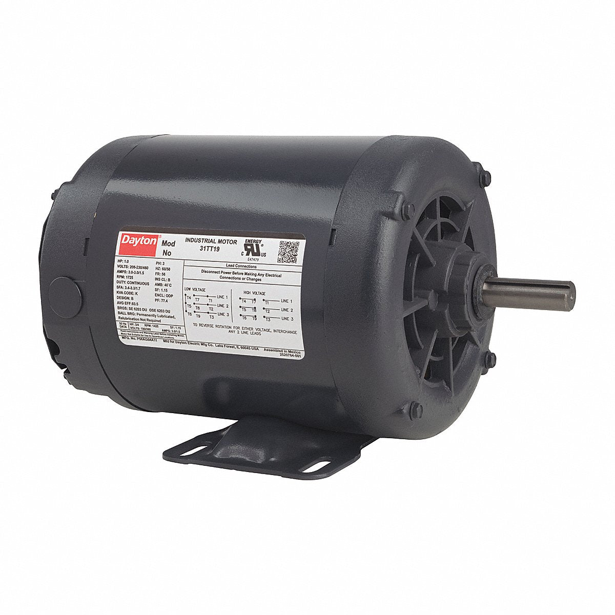 Dayton Gp Motor, 1 Hp, 3, 450 Rpm, 230/460V Ac, 56 (30PT92)