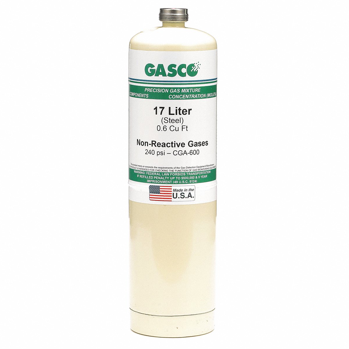 Gasco Calibration Gas, 17L, Zero Air (AI UZP17)