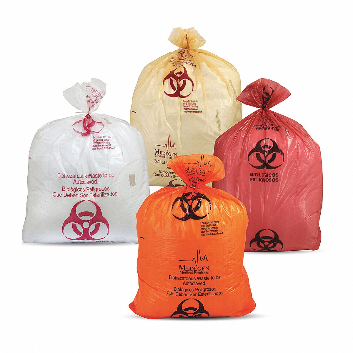 Medegen Medical Products Autoclavable Biohazard Bags Org PK200 (884)