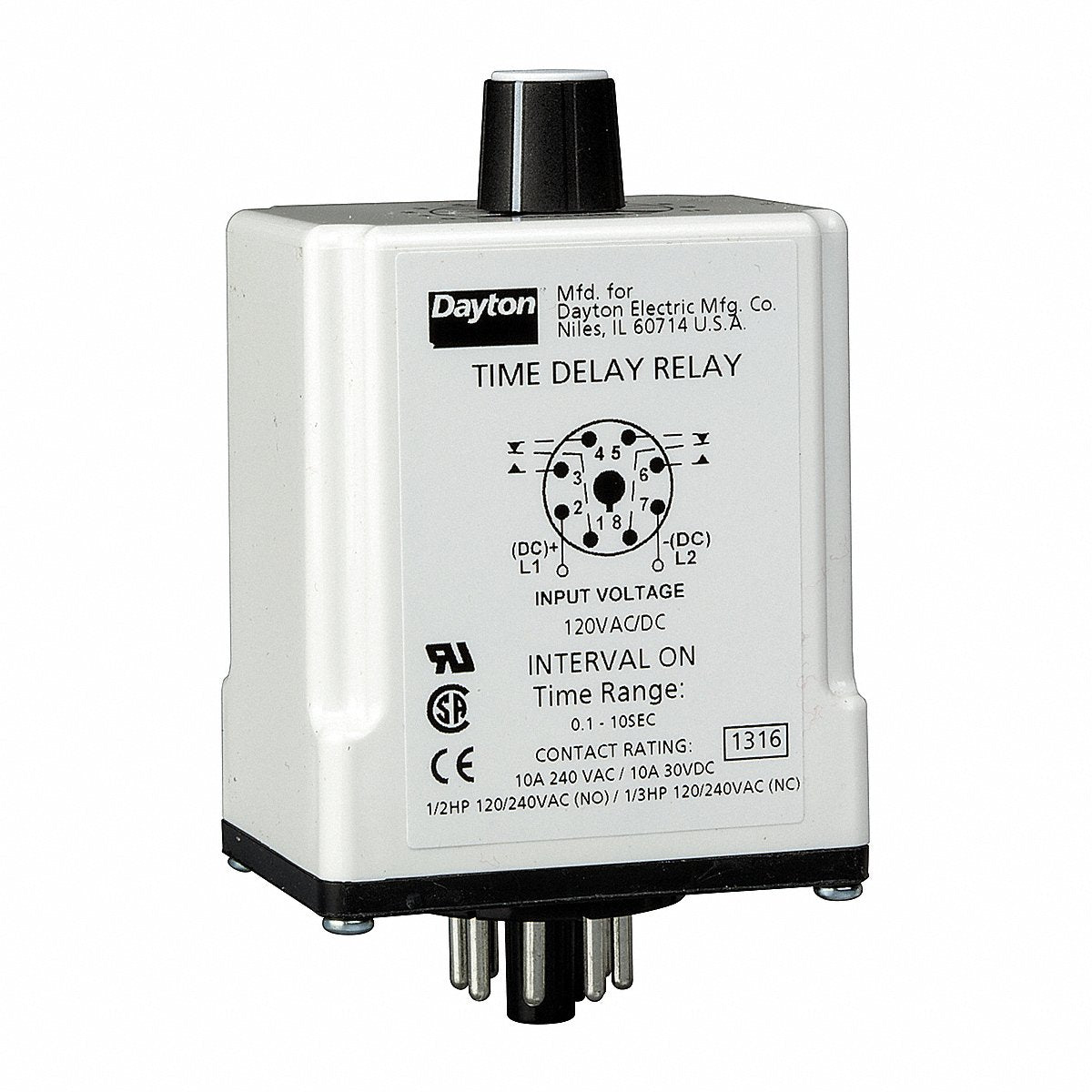 Dayton H 7821 SinFunTimeDelayRelay 240 VAC 8 Pins (24EN79)