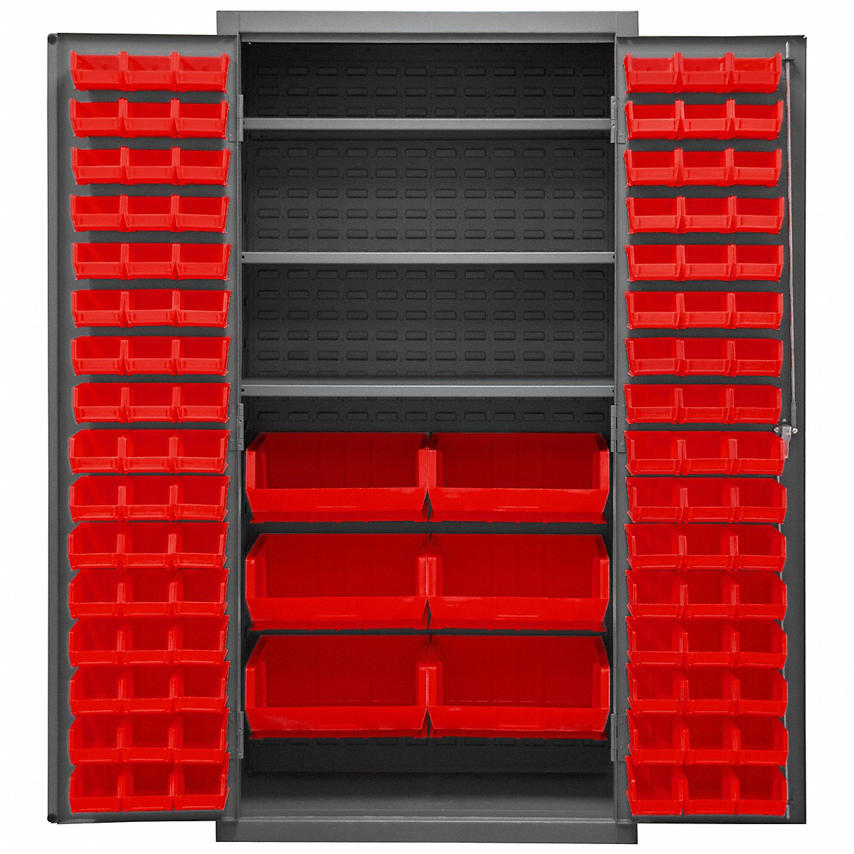 Durham Mfg Bin Cabinet, 72"X36"X24", Gray, 102Redbns, 72" (2501-BDLP-102-3S-1795)