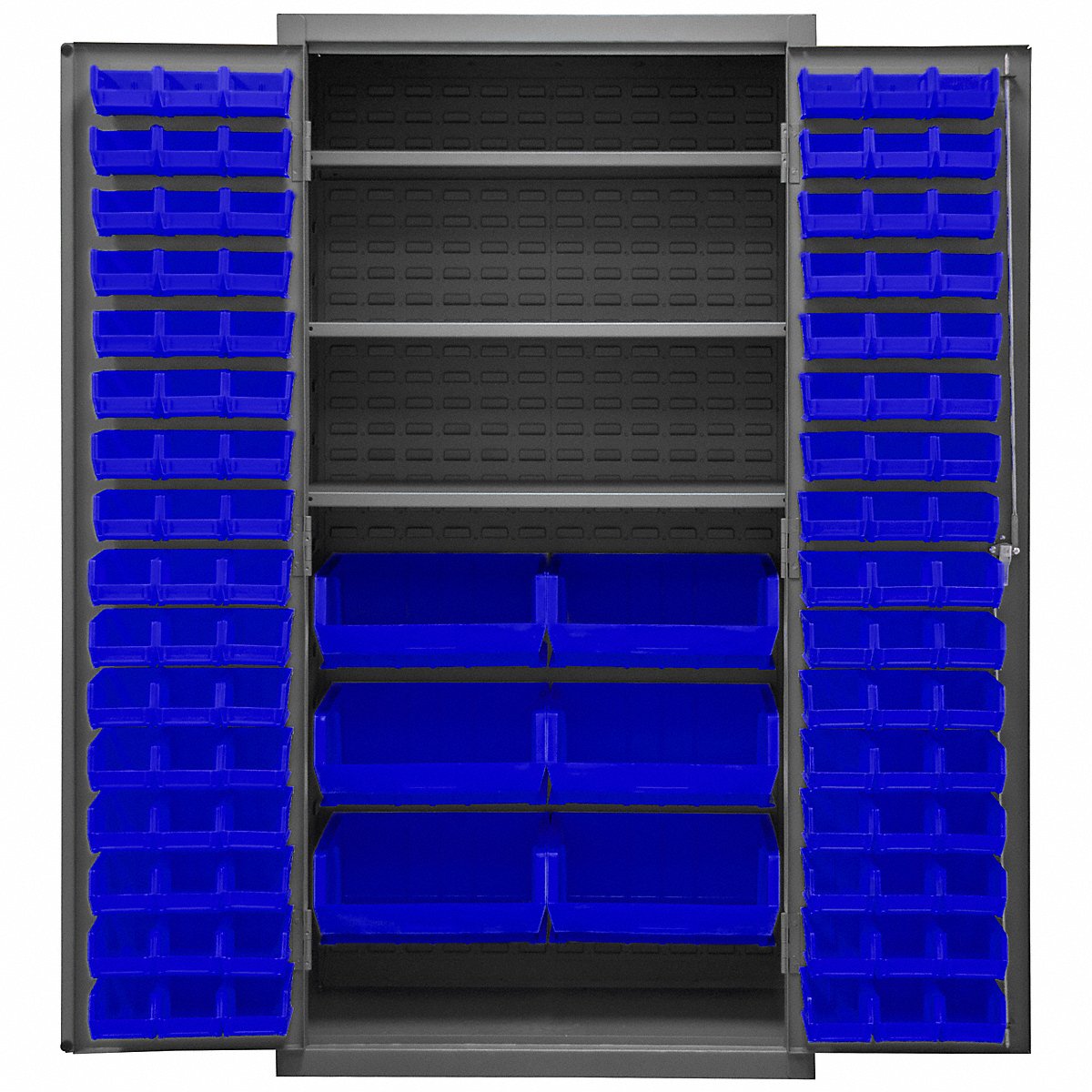 Durham Mfg Bin Cabinet, 72"X36"X24", Gray, 102Bluebns, 72" (2501-BDLP-102-3S-5295)