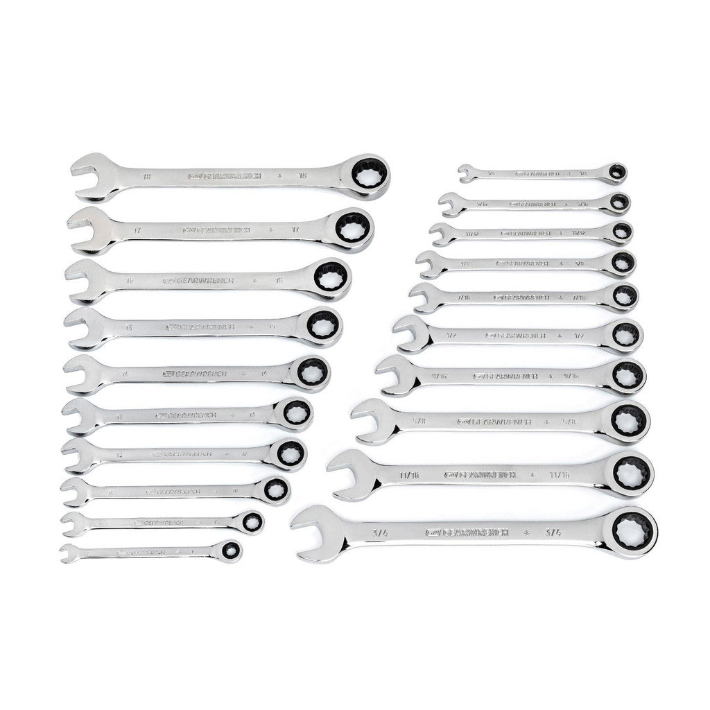 GEARWRENCH 35720-06 20 Pc 72-Tooth SAE & Metric Ratcheting Combination Wrench Set