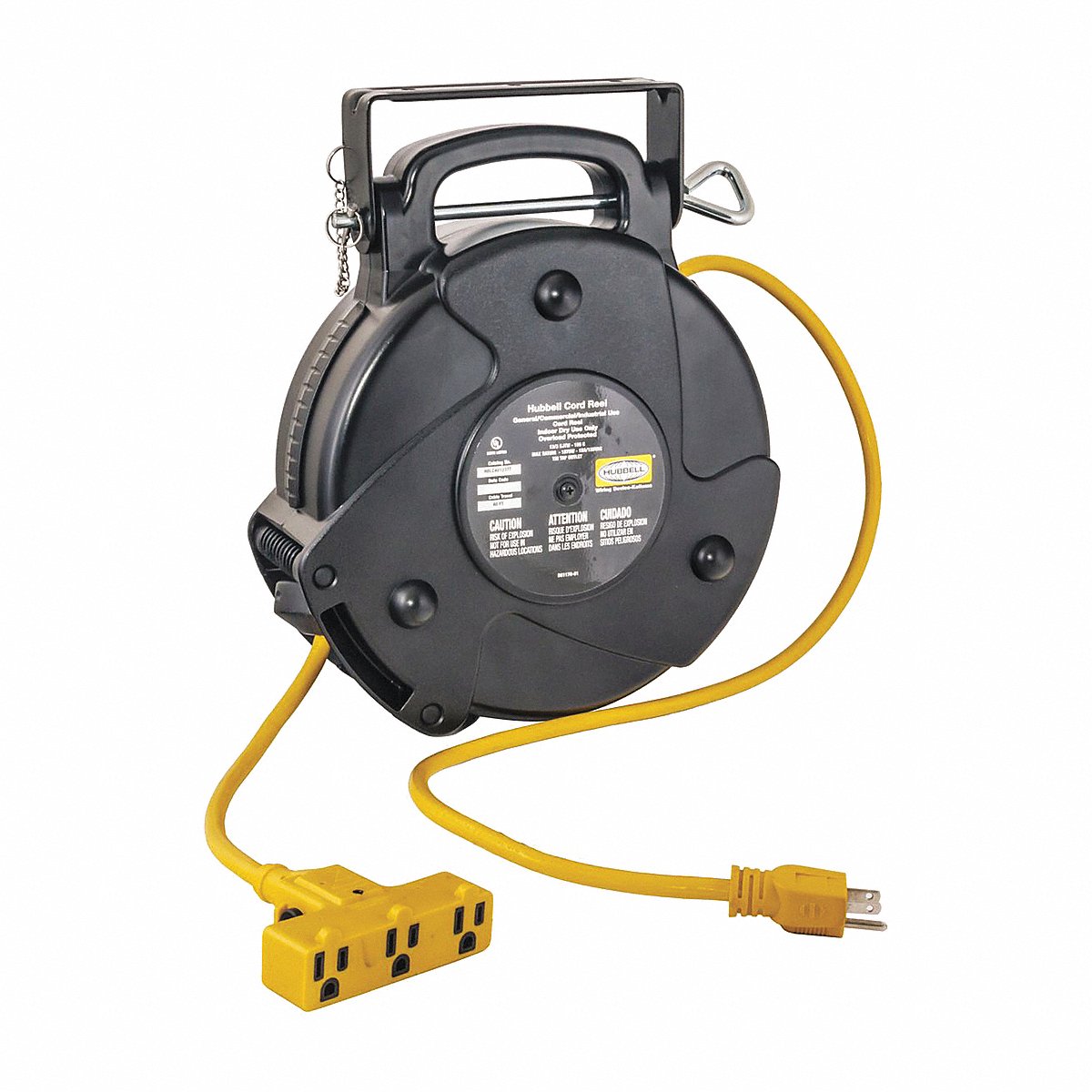 Hubbell Wiring Device-Kellems Cord Reel, 40 Ft, 12/3, Sjtw, Black, 120Vac, 40 ft (HBLC40123TT)