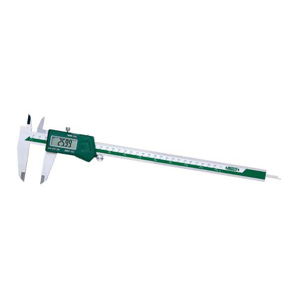 Insize USA LLC 1196-300 Electronic Caliper: 300.00 mm/12", ±0.0100 mm/±0.0005" Resolution, ±0.03 mm/±0.0015" Accuracy, Data Output, Stainless Steel Jaws