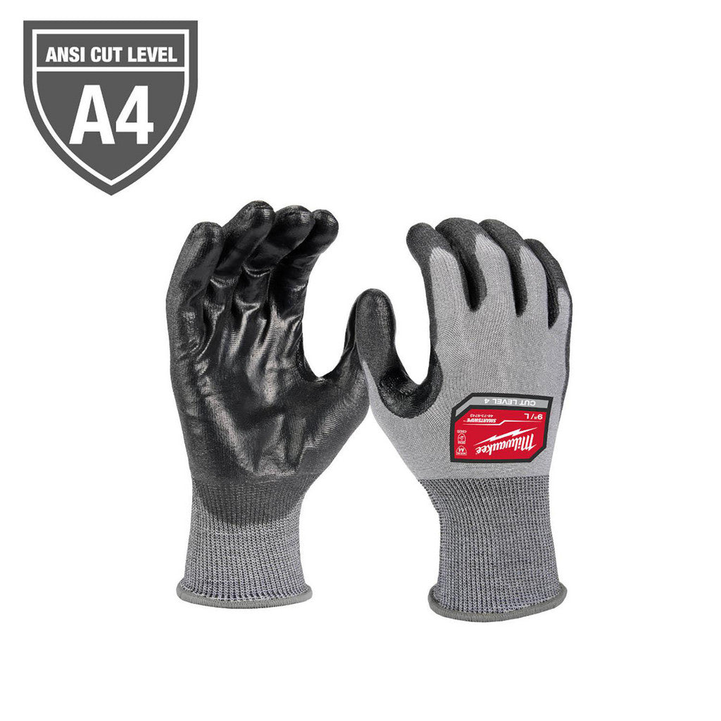 Milwaukee Tool 48-73-8741 Cut-Resistant Gloves: Milwaukee 48-73, Cut A4, Puncture 0, Abrasion 0, 18 ga, Size Medium, 9-1/2" Long