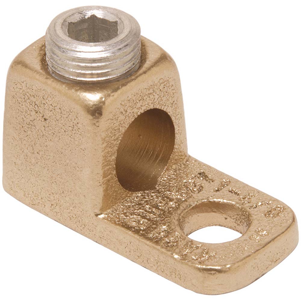 Burndy KA4C Rectangle Ring Terminal: Non-Insulated, 14 to 4 (Solid/Strand) AWG, Lug Connection