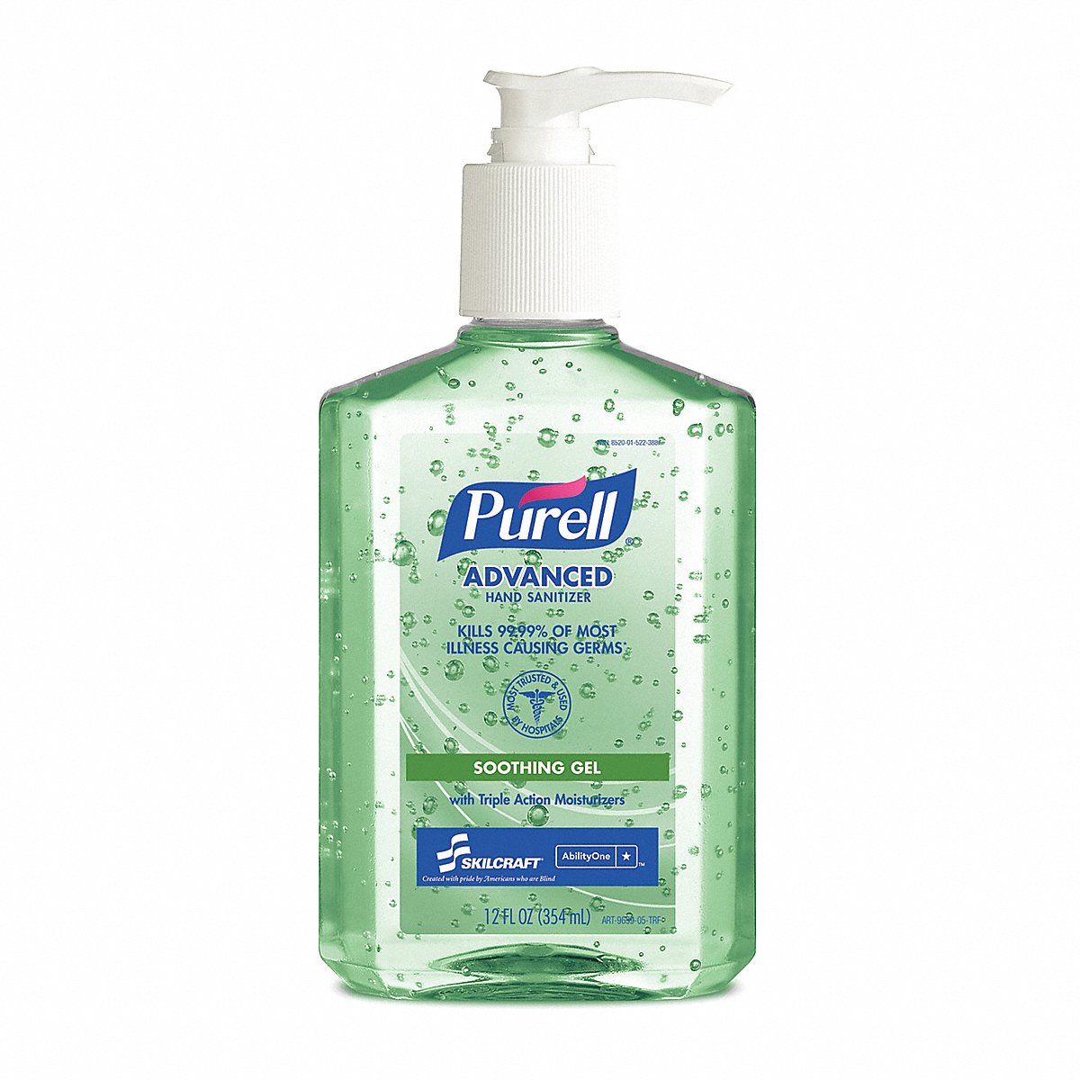 SKILCRAFT Hand Sanitizer, w/ Aloe, Pump Dispenser, 12 oz., 12/BX