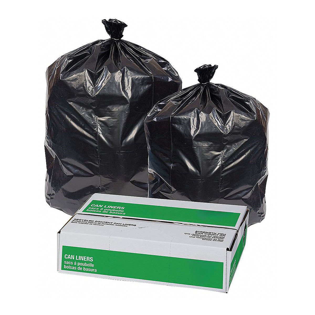Grainger Trash Bags, 45 Gal., Black, Pk100 (29WK94)