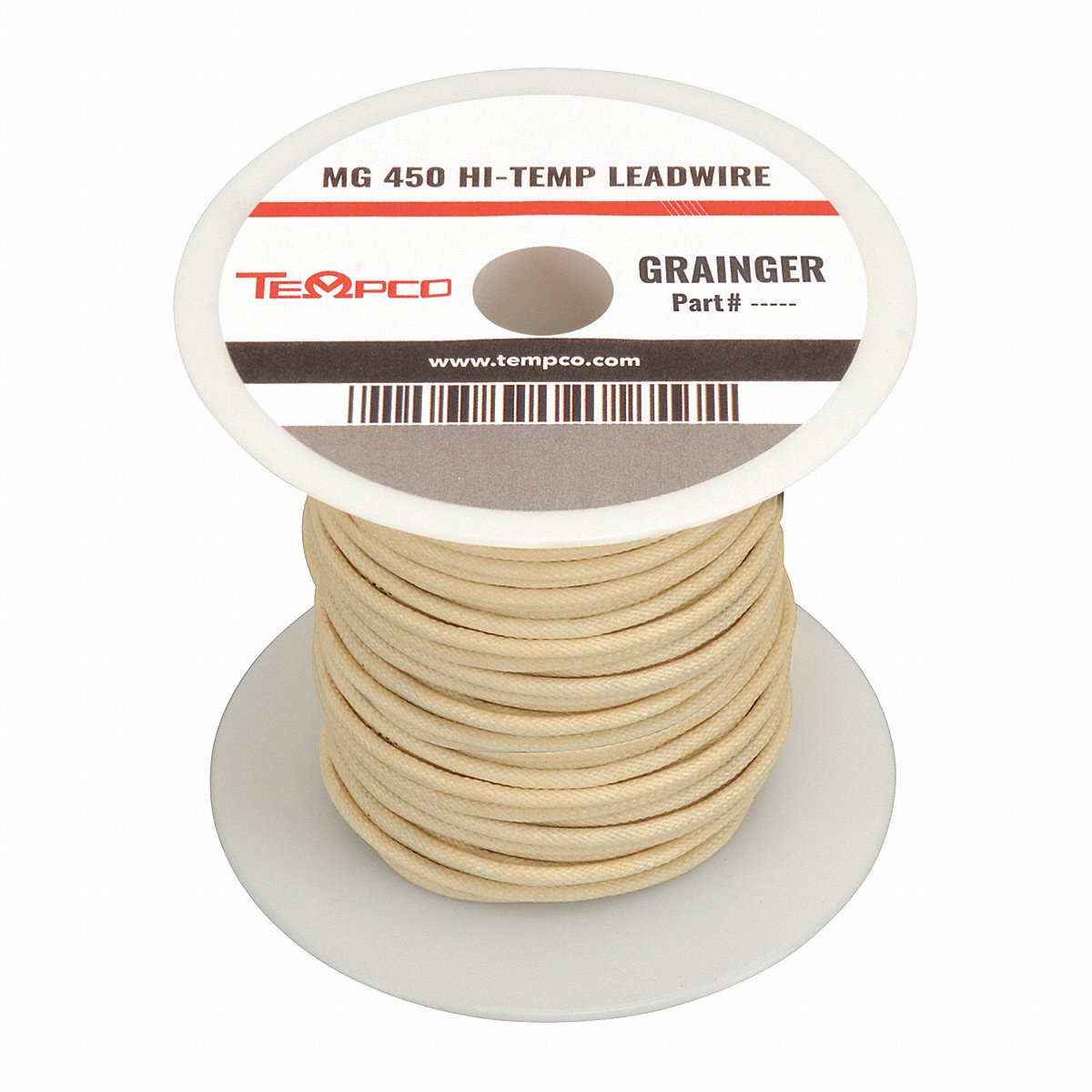 Tempco High Temperature Lead Wire, 18 AWG, Natural, 100 ft (LDWR-1011)