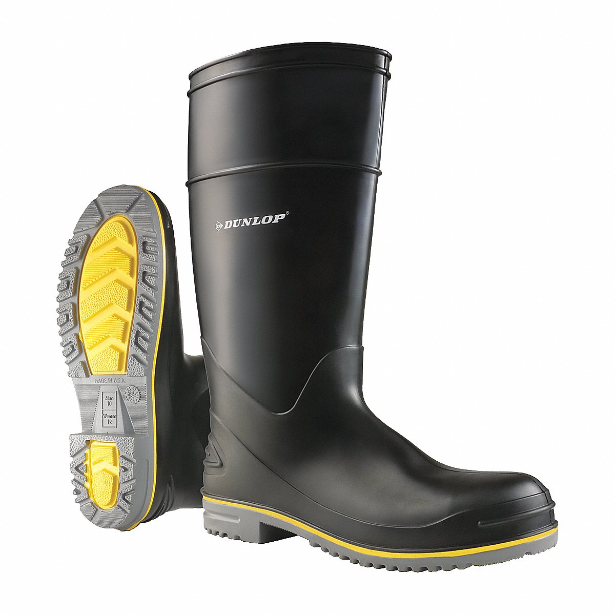 Dunlop Rubber Boot, Men'S, 12, Knee, Black, Pr (8990800)