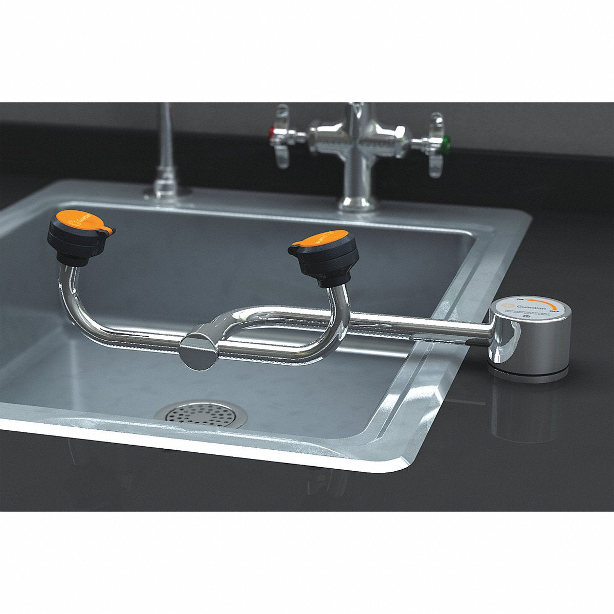Guardian Equipment Eyewash, Deck Mount, Left, 14-1/8 W, 5-1/4 D (G1805LH)