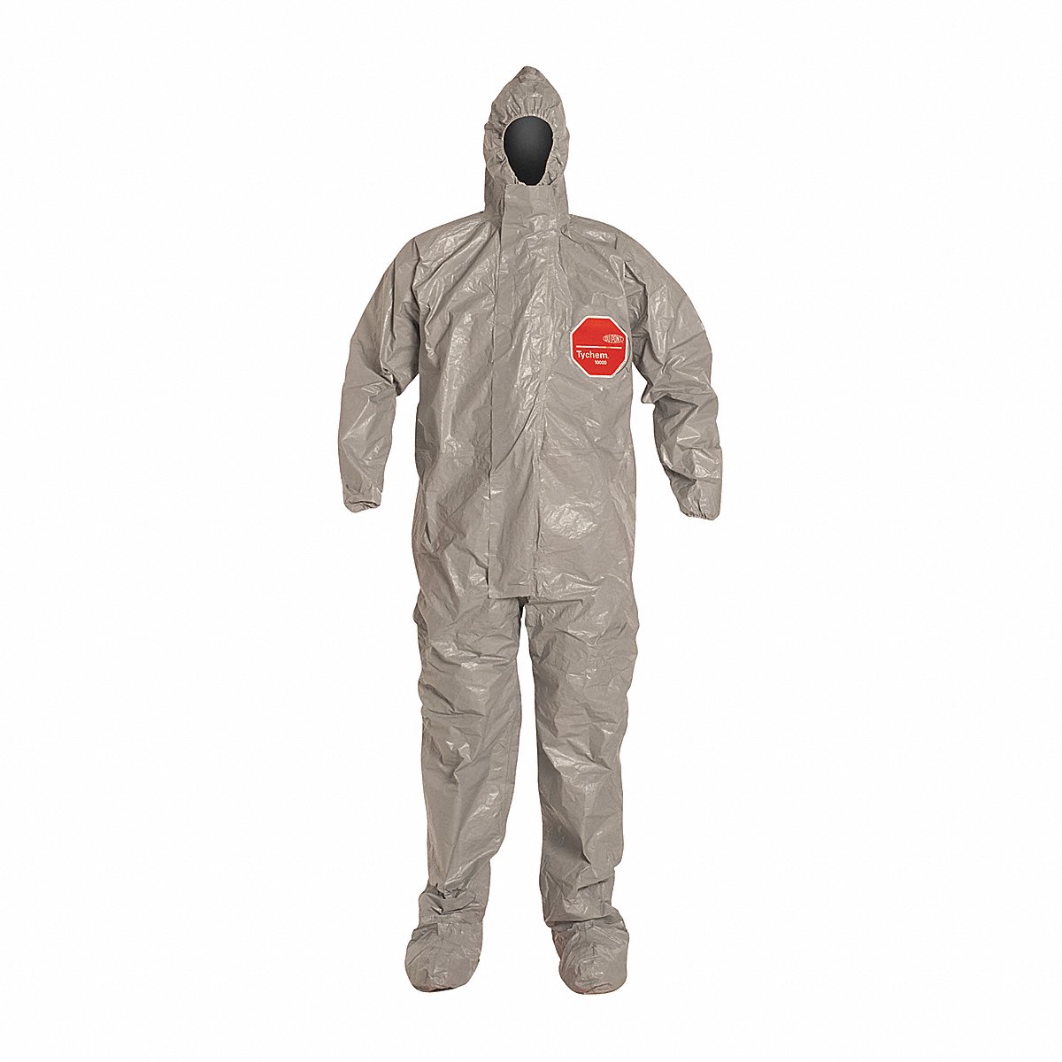 Dupont Hooded Coverall W/Socks, Gray, L, Pk6 (TF169TGYLG0006TV)