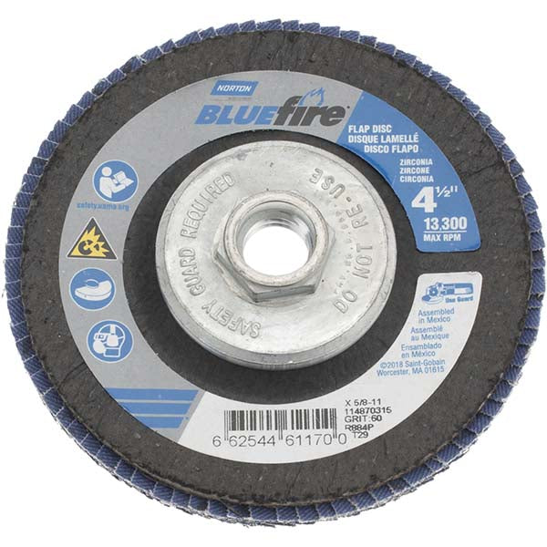 Norton 66254461170 Flap Disc: 4-1/2" Dia, Zirconia Alumina, Type 29 (Pack of 10)