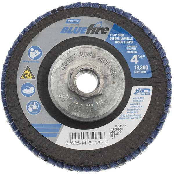 Norton 66254461165 Flap Disc: 4-1/2" Dia, Zirconia Alumina, Type 29 (Pack of 10)