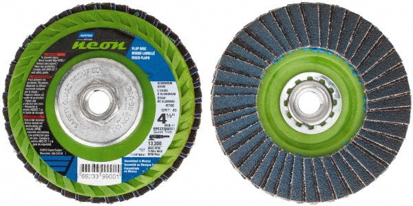 Norton 66623399175 Flap Disc: 4-1/2" Dia, 7/8" Hole, Zirconia Alumina, Type 29 (Pack of 10)