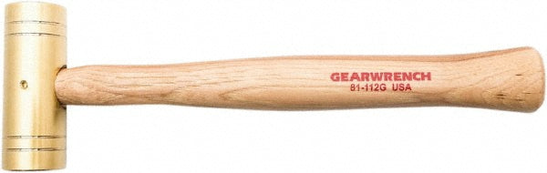 GEARWRENCH 81-112G Dead Blow Hammer: 2 lb Head, 1-1/2" Face Dia, Brass Head