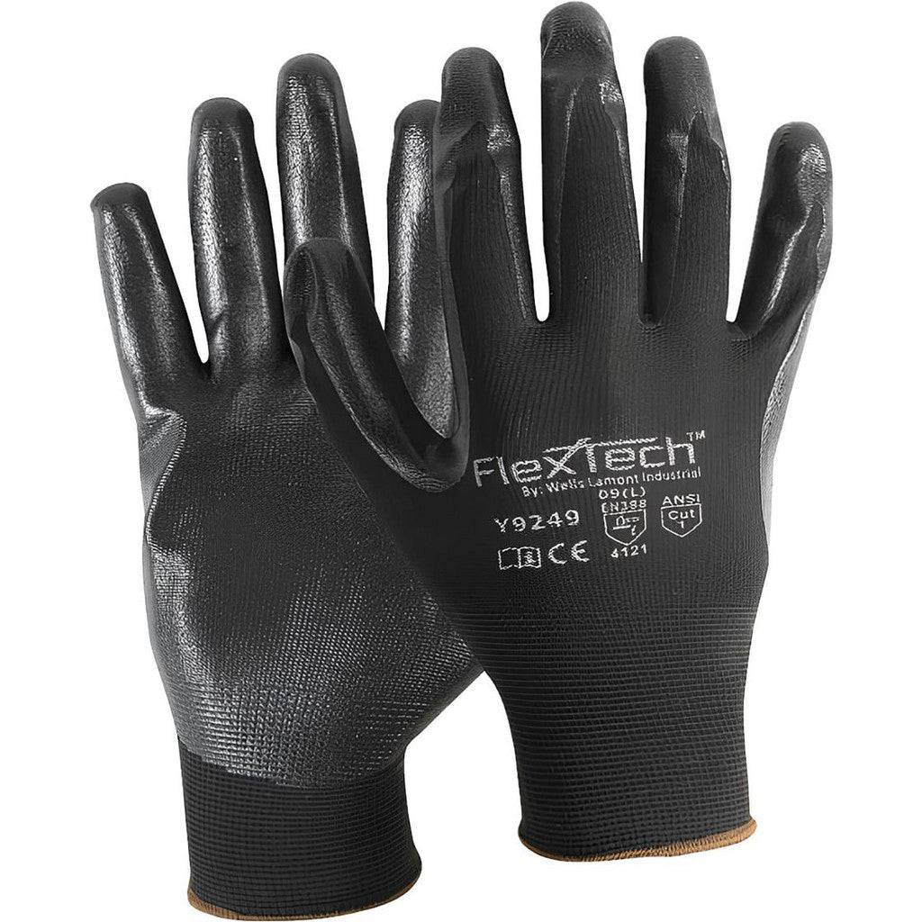Wells Lamont Y9249M Cut & Abrasion-Resistant Gloves: Size M, ANSI Cut A1, Foam Nitrile