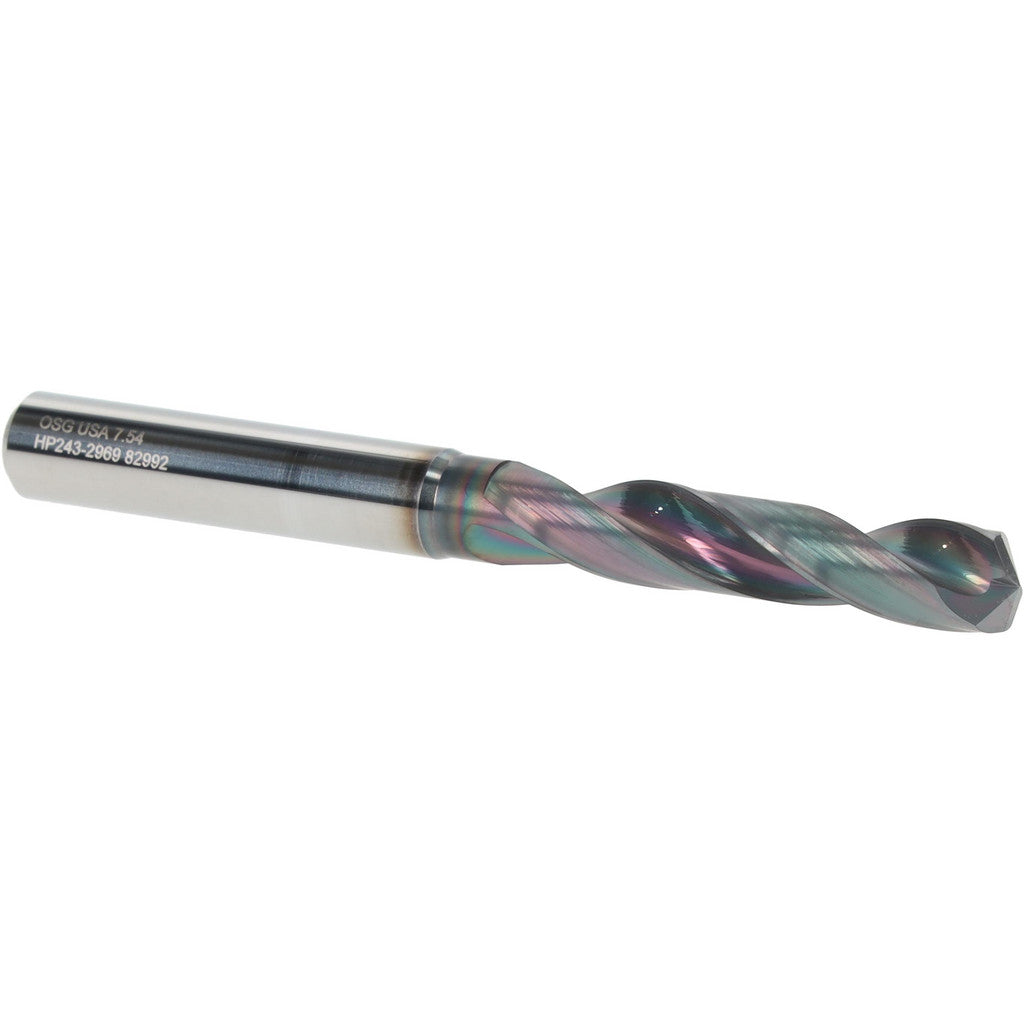 OSG HP243-2969 Screw Machine Drill Bit: 19/64" (0.2969) Dia, 140 deg, Solid Carbide