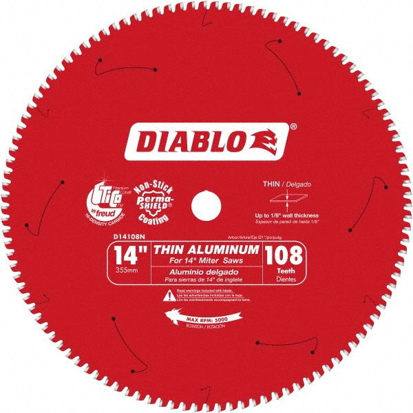 DIABLO D14108N Wet & Dry Cut Saw Blade: 14" Dia, 1" Arbor Hole, 108 Teeth