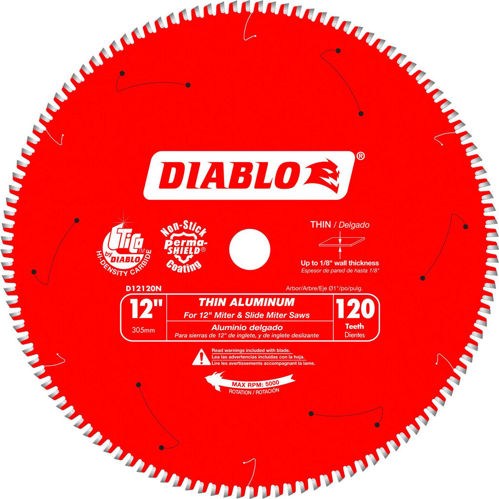 DIABLO D12120N Wet & Dry Cut Saw Blade: 12" Dia, 1" Arbor Hole, 120 Teeth