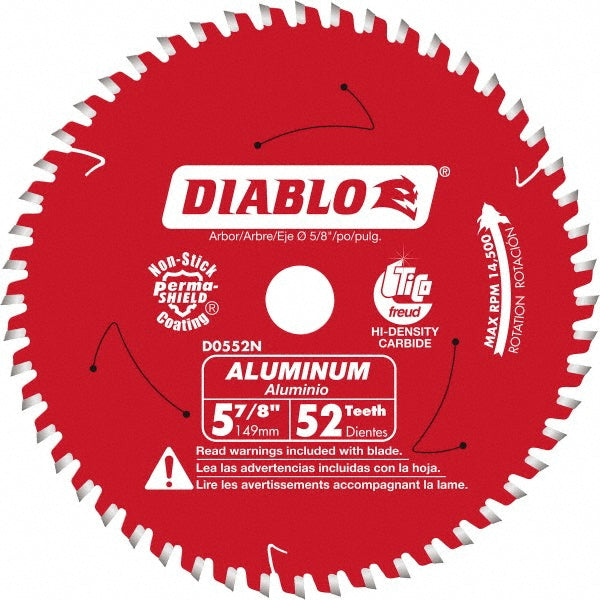DIABLO D0552N Wet & Dry Cut Saw Blade: 5-7/8" Dia, 5/8" Arbor Hole, 52 Teeth