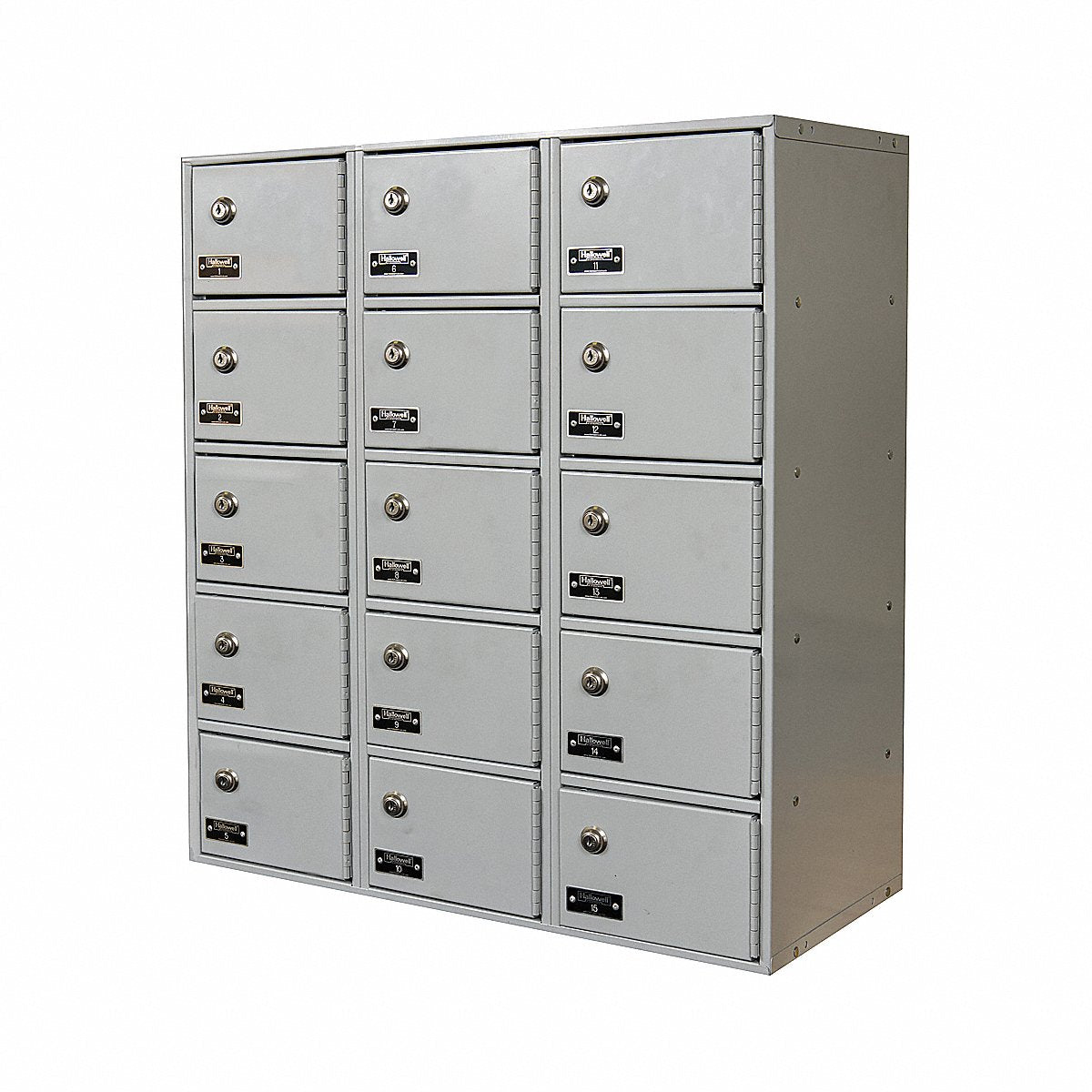 Hallowell Locker, 5X3Lckrs, Lt Gry, 30.5"X27"X12", 5" (UCTL392(30)-5A-K-PL)