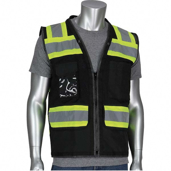 PIP 302-0800D-BK/L High Visibility Vest: Large, Surveyor's Vest, ANSI Class 1