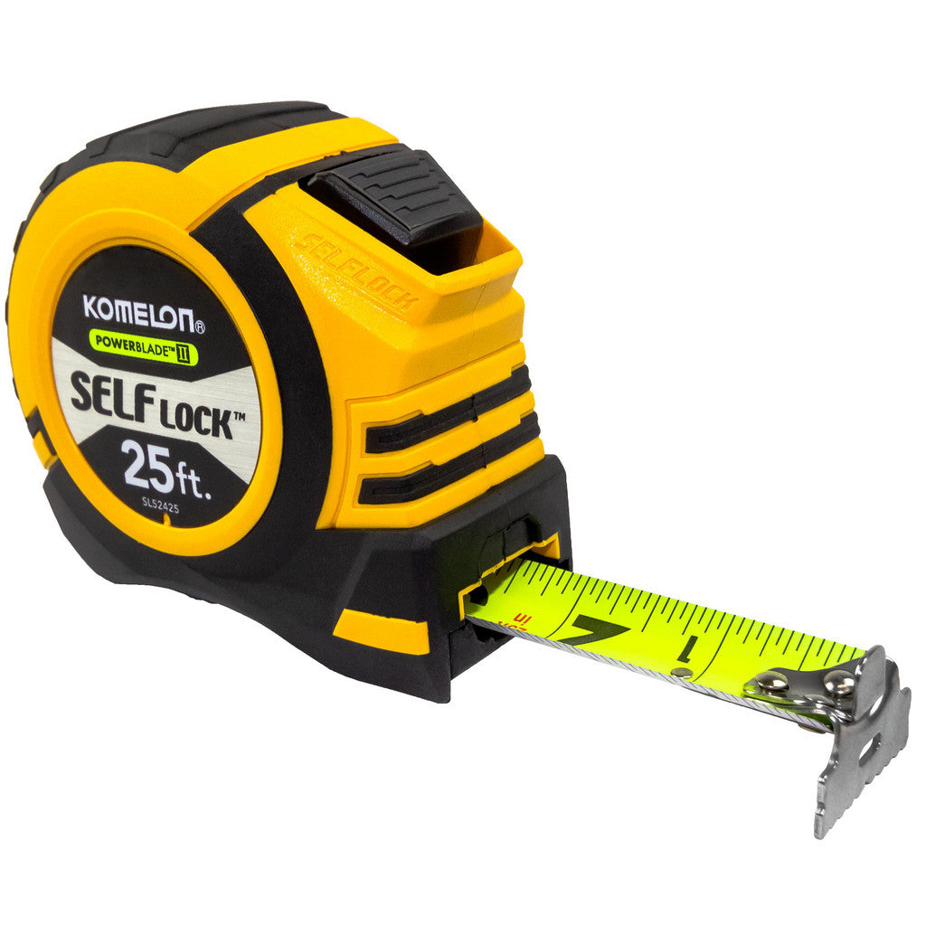 Komelon SL52425 Tape Measure: 25' Long, 1-1/16" Width, Yellow Blade