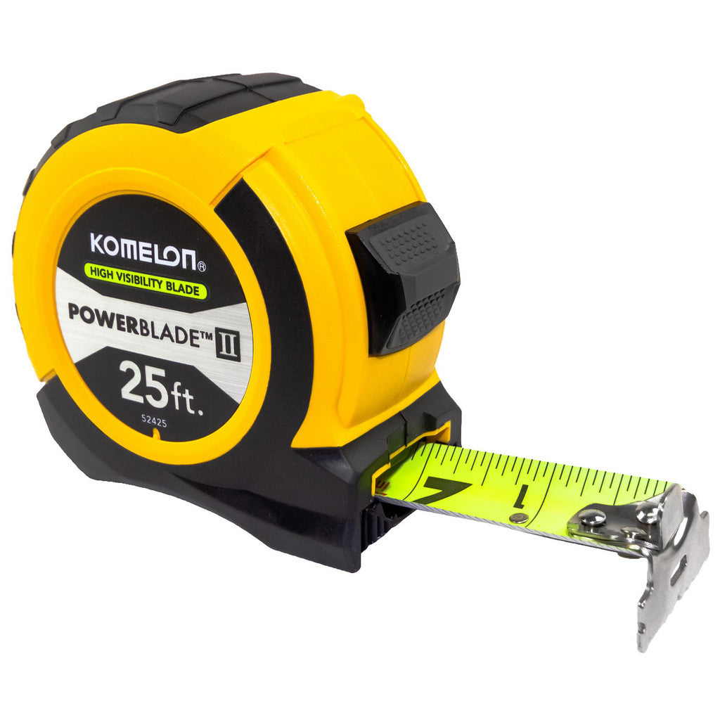Komelon 52425 Tape Measure: 25' Long, 1-1/16" Width, Yellow Blade