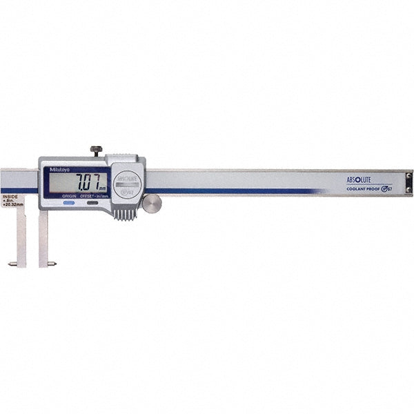 Mitutoyo 573-746-20 Electronic Caliper: 150.00 mm/6", ±0.0100 mm/±0.0005" Resolution, ±0.05 mm/±0.0015" Accuracy, Data Output, Stainless Steel Jaws