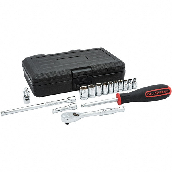 GEARWRENCH 80650 Socket Set: Standard, 15 Pc, 1/4" Drive, 3/16 to 9/16"