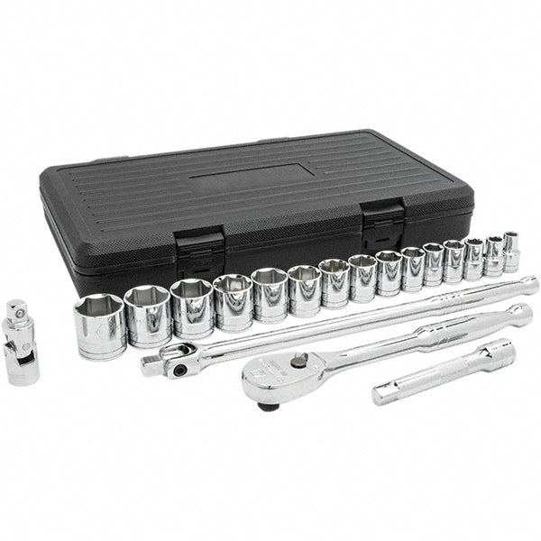 GEARWRENCH 80791 Socket Set: Standard, 19 Pc, 1/2" Drive, 3/8 to 1-1/4"