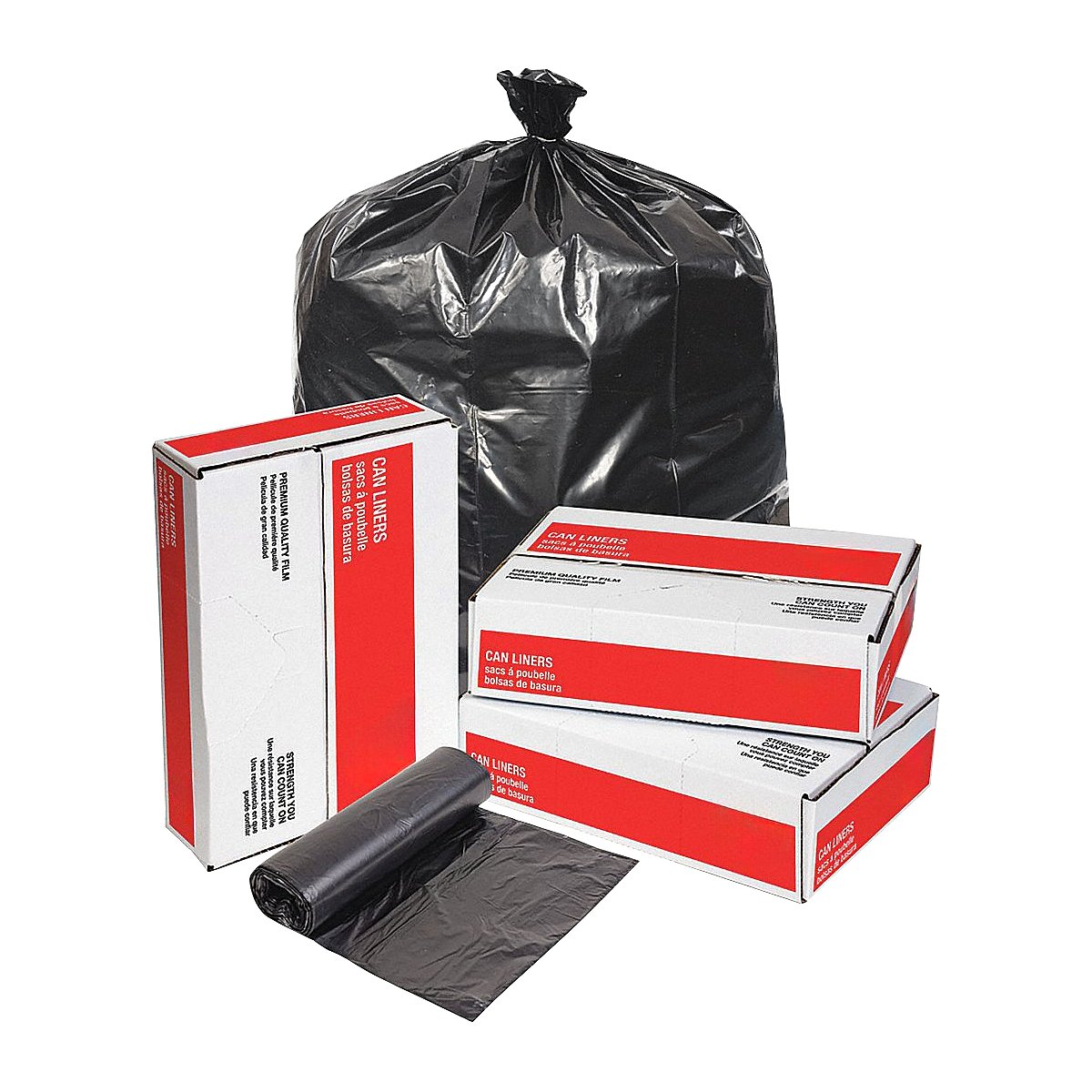 Grainger Trash Bags, Black PK250 (31DK66)