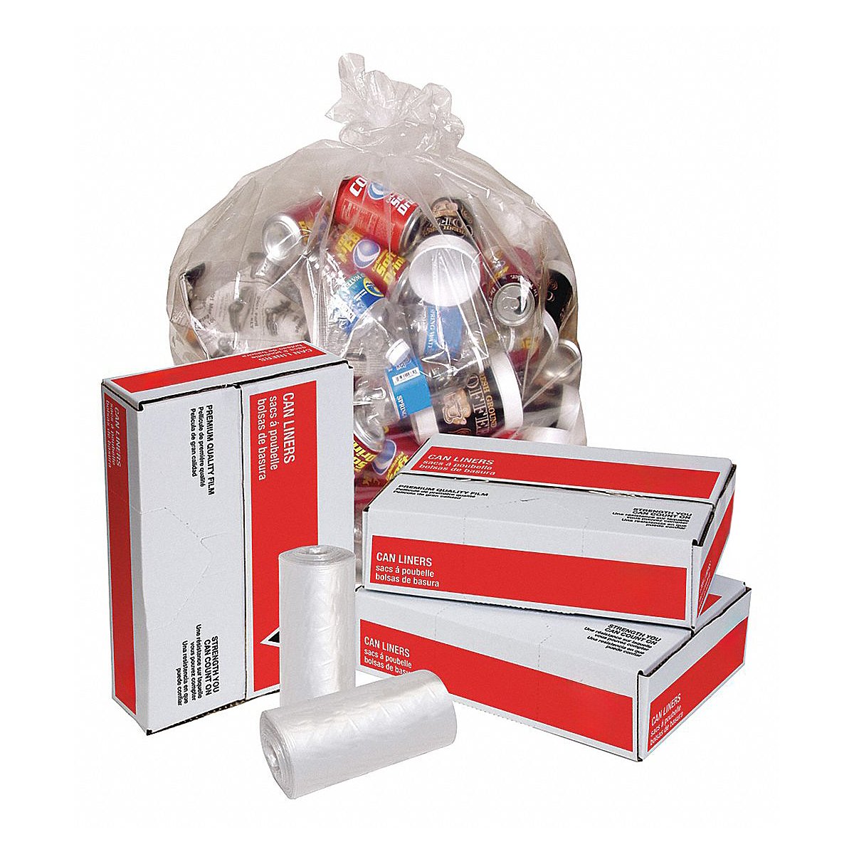Grainger Recycled Trash Bag, 56 Gal., Clear, Pk100 (31DK44)