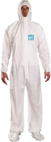 Ansell WH20-B-92-107-09 Non-Disposable Rain & Chemical-Resistant Coveralls: Size 5X-Large, White, Film Laminate