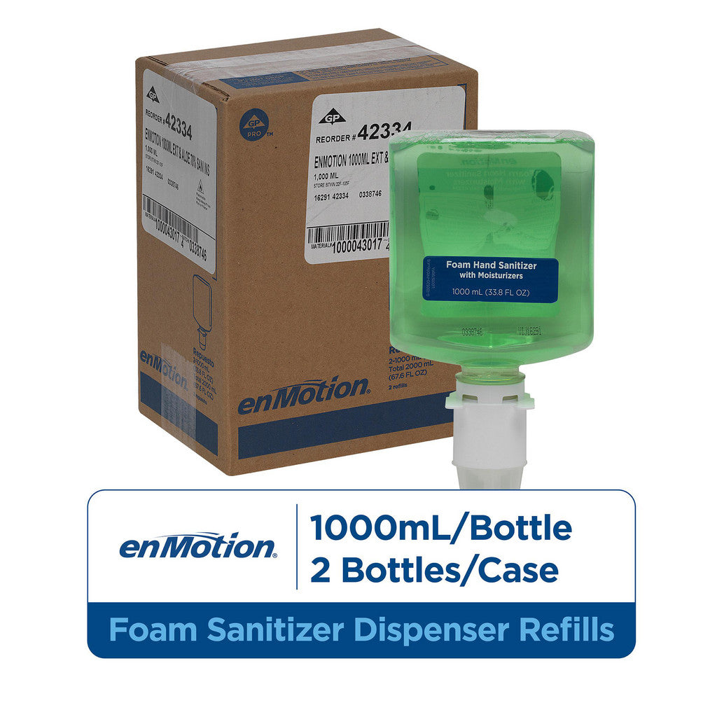 Georgia Pacific 42334 Enmotion Gen2 E3-Rated Moisturizing Foam Hand Sanitizer Dispenser Refills, Fragrance Free
