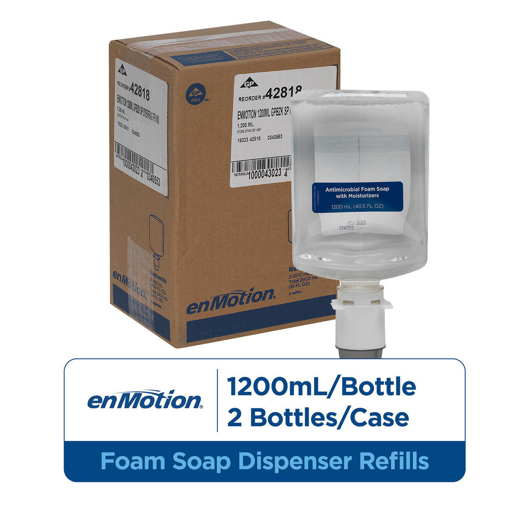 Georgia Pacific 42818 Enmotion Gen2 Moisturizing Antimicrobial Foam Soap Dispenser Refills, Dye & Fragrance Free