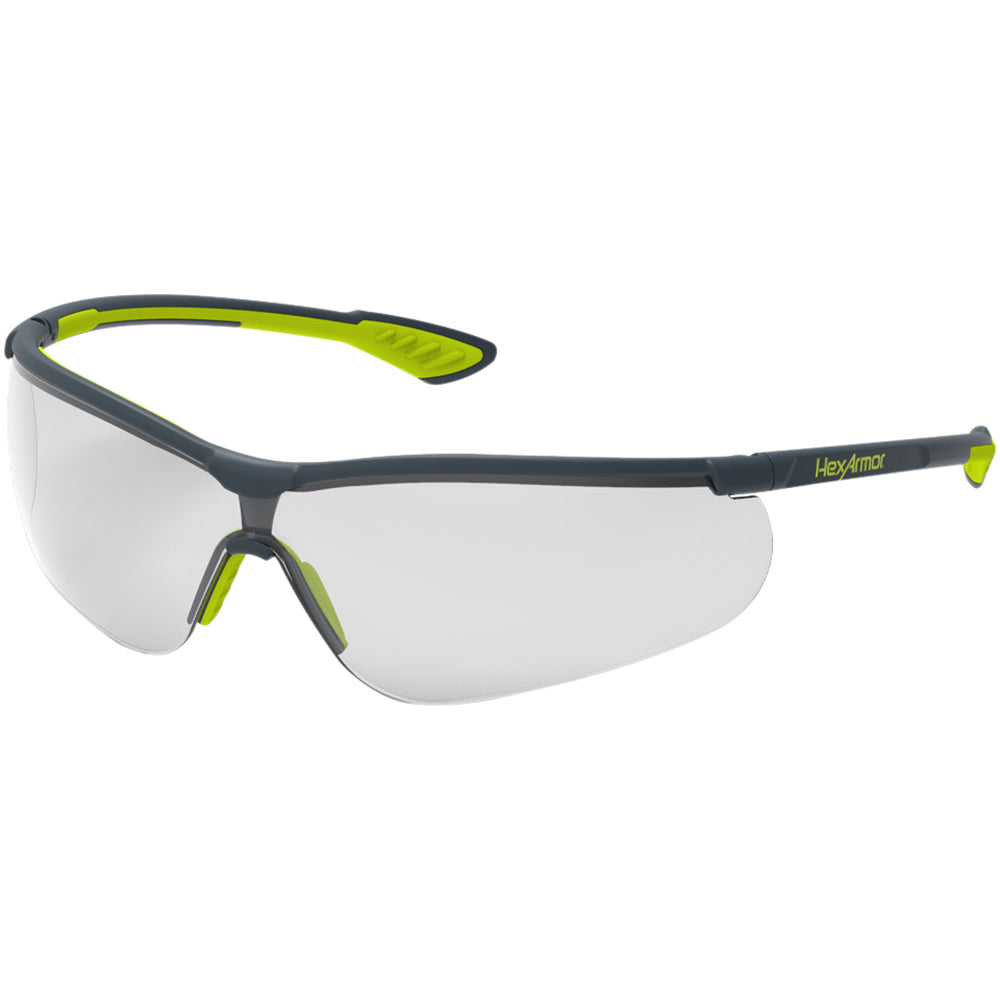 HexArmor 11-15001-04 Safety Glasses: Anti-Fog, Polycarbonate, Clear Lenses, Half-Framed