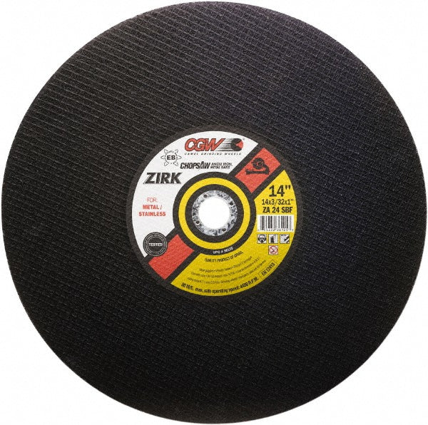 CGW Abrasives 36125 Cut-Off Wheel: Type 1 (01/41), 14 Dia, 3/32" Thick, 1" Hole, Zirconia Alumina (Pack of 10)