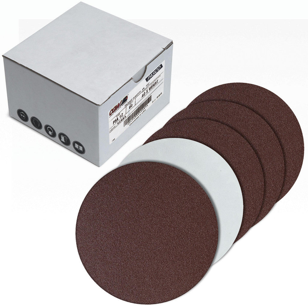 CGW Abrasives 52683 12" Dia PSA Disc: 60 Grit, Aluminum Oxide