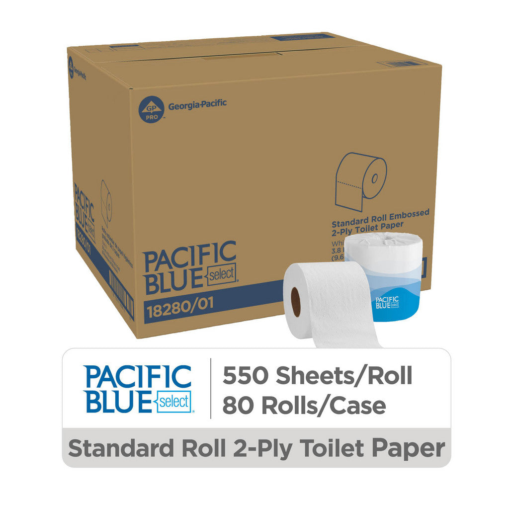 Georgia Pacific 18280/01 Pacific Blue Select Standard Roll Embossed 2-Ply Toilet Paper