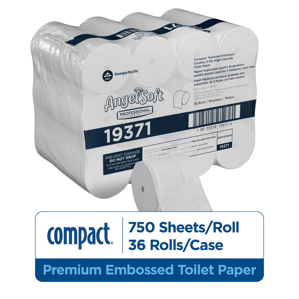 Angel Soft Professional Series Compact Premium Embossed Coreless 2-Ply Toilet Paper - 19371