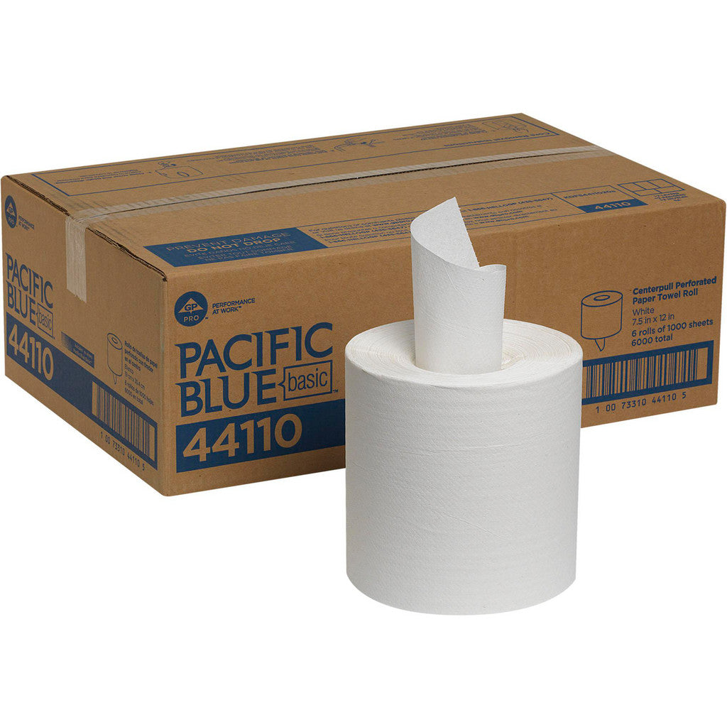 Georgia Pacific 44110 Pacific Blue Basic Centerpull Perforated Paper Towels, White