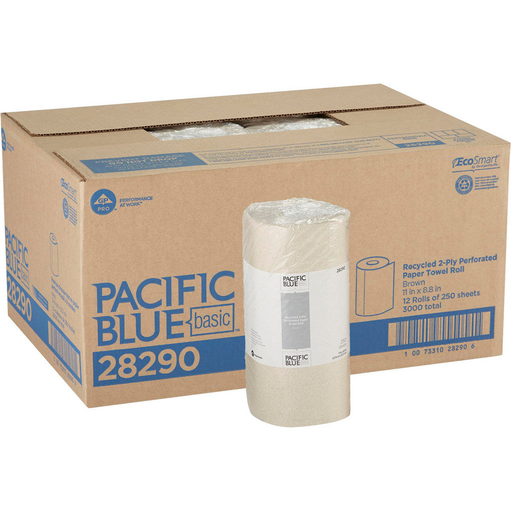 Georgia Pacific 28290 Pacific Blue Basic 2-Ply Perforated Paper Towel Roll By GP Pro, Brown