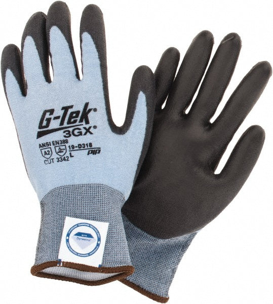 PIP 19-D318/L Cut, Puncture & Abrasion-Resistant Gloves: G-Tek 3GX 19-D318, Size Large, ANSI Cut A3, ANSI Puncture 3, Polyurethane, Dyneema Diamond