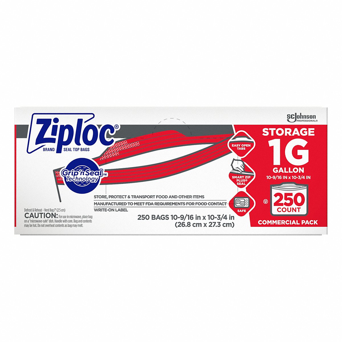 Ziploc Reclosable Poly Bag, Zip Seal, Pk250 (364937)