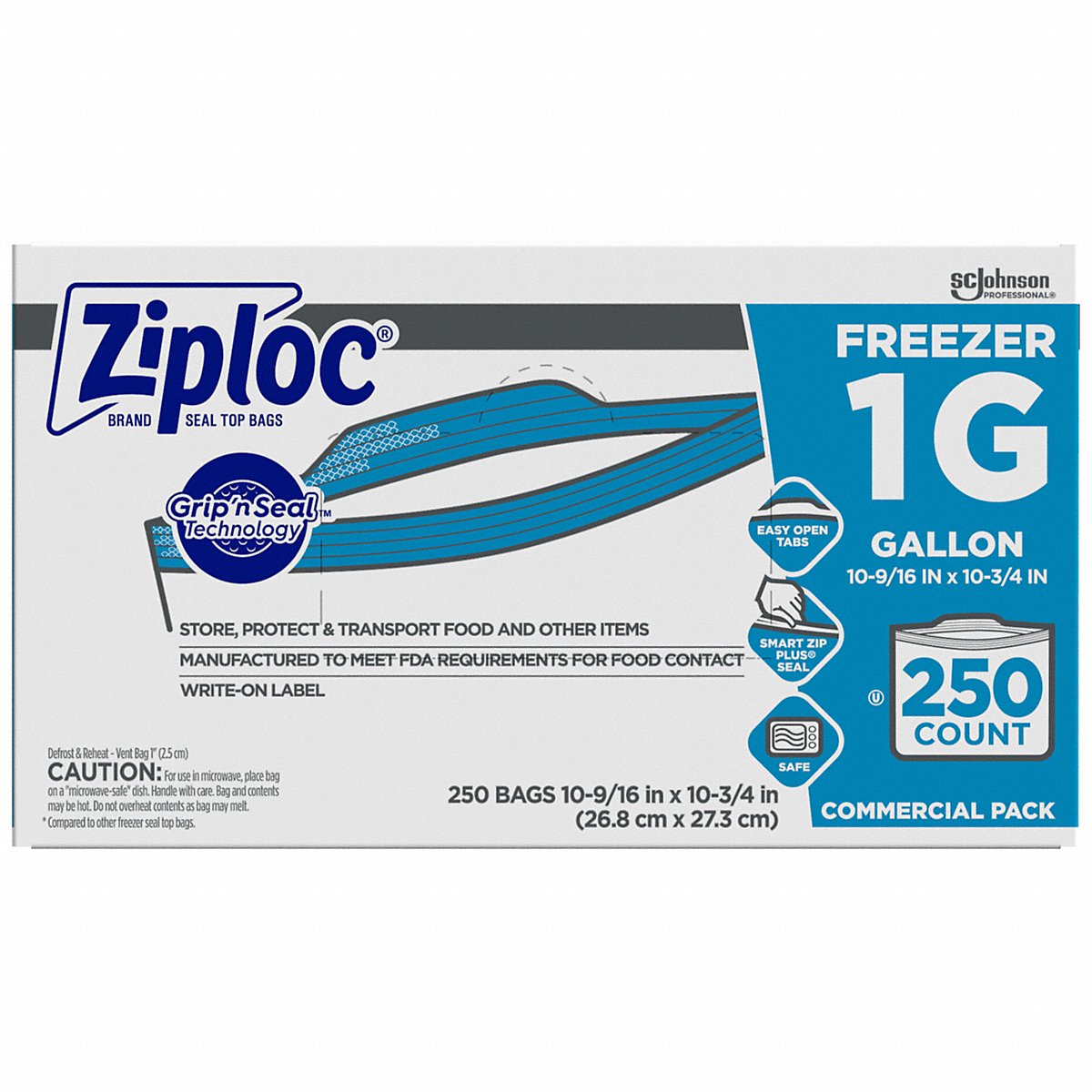 Ziploc Reclosable Poly Bag, Dbl Zip Seal, Pk250 (364899)