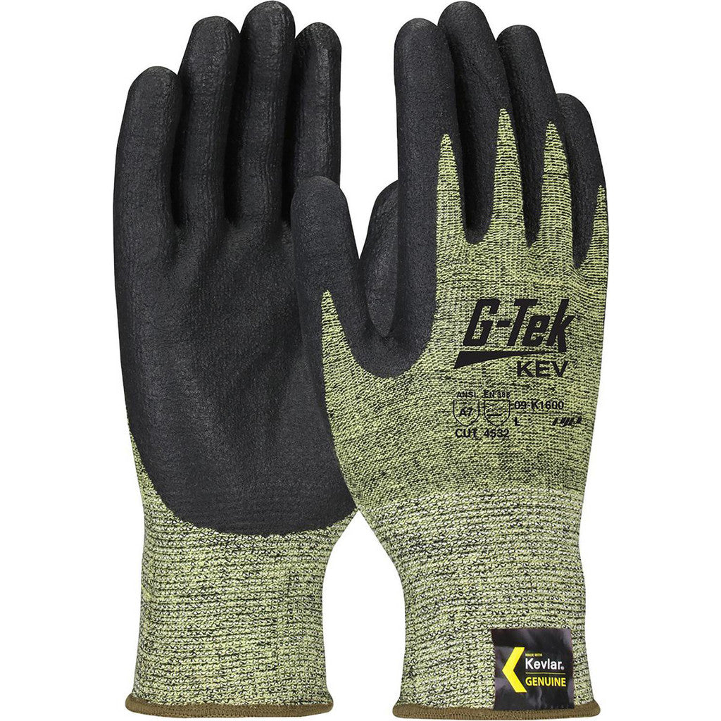 PIP 09-K1600/L Cut, Puncture & Abrasion-Resistant Gloves: G-Tek 09-K1600, Size Large, ANSI Cut A7, ANSI Puncture 2, Nitrile, Kevlar