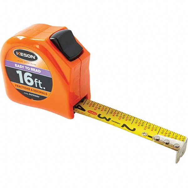 Keson PGTFD16V Tape Measure: 16' Long, 1" Width, Yellow Blade